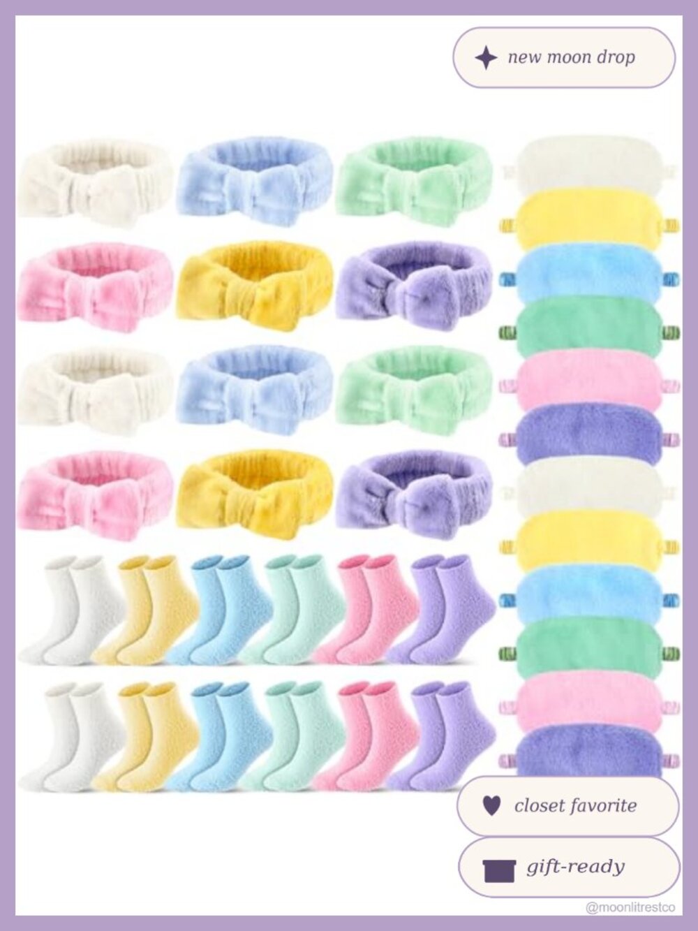36 Pcs Spa Sleepover Party Supplies Set Flannel Headbands Socks Eye Masks